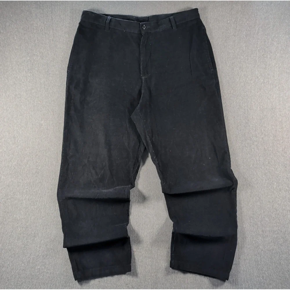 Vtg 90s Club Room Black Corduroy Pants Mens 36x30 Trousers Baggy Preppy Y2K